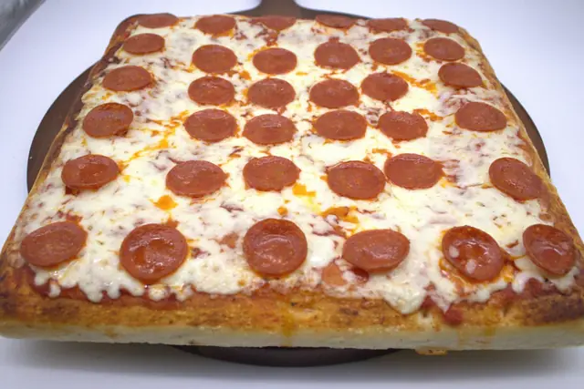 Square Sicilian pizza with pepperoni